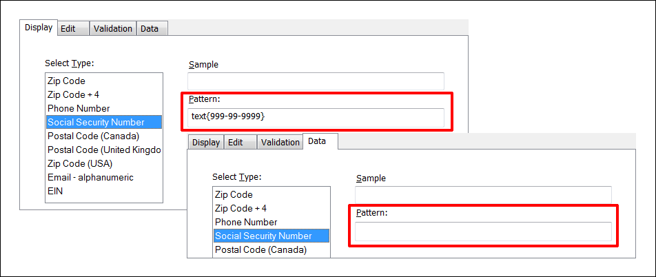 AEM Forms Designer Data Formatting with display patterns and data patterns