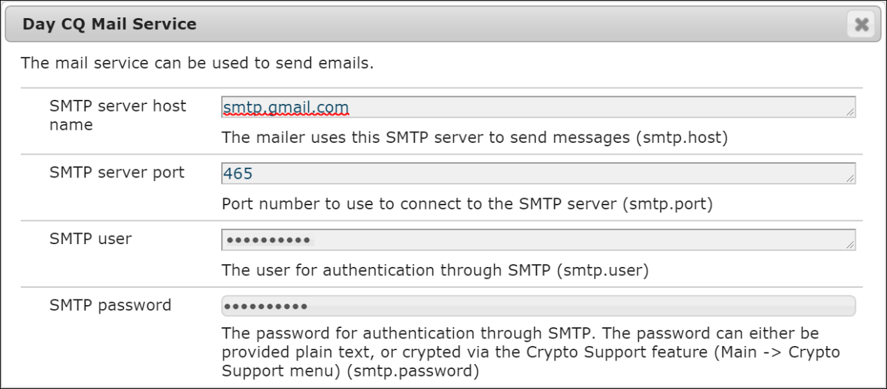 THe Day CQ Mail Service for SMTP on a JEE Server